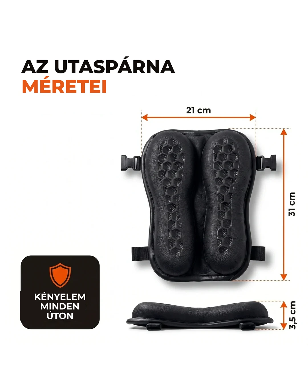 Az Utaspárna méretei: 21 cm × 31 cm × 3,5 cm